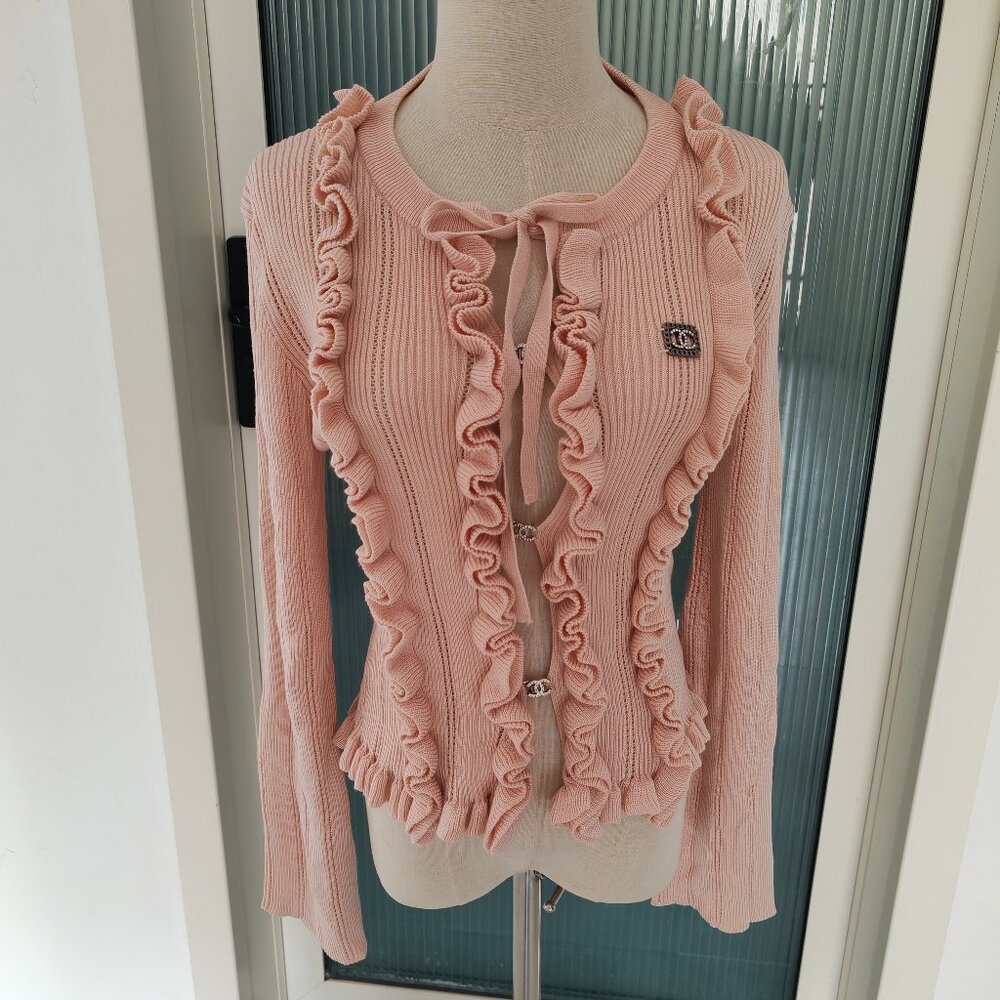 Chanel pink cardigan shirt